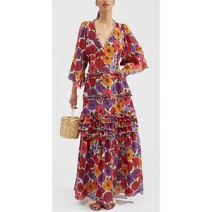 La DoubleJ Jeanne Maxi Dress Zinnie Creponne Floral Print Gown Tuckernuck XL
